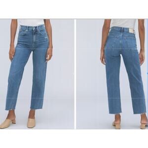 Everlane Women's The Way High Jean Organic Cotton Distressed Casual Size 33 Long